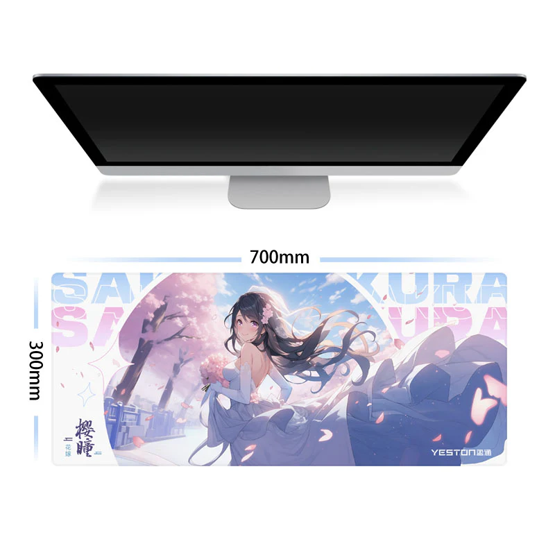 New Yeston Sakura 27.5*11.8*0.12in(700*300mm) Mouse pad, Thick Extended Mouse Mat Non-Slip Spill-Resistant Desk Pad - Image 3