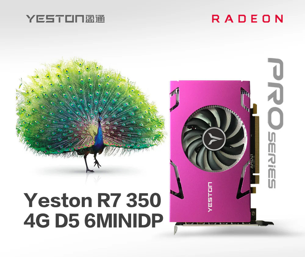 Yeston Radeon R7 350-4G 6MINIDP 4GB 128bit GDDR5 700MHz 512processors PCIExpress 3.0*16 video cards 6 Screen Graphics Card DirectX12 6*MINIDP compatible graphics card of Desktop - Image 4