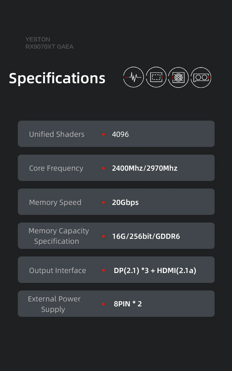 Yeston GAEA Radeon RX 9070 XT 16GB GDDR6 4nm video cards Desktop computer PC Video Graphics Card - Image 5