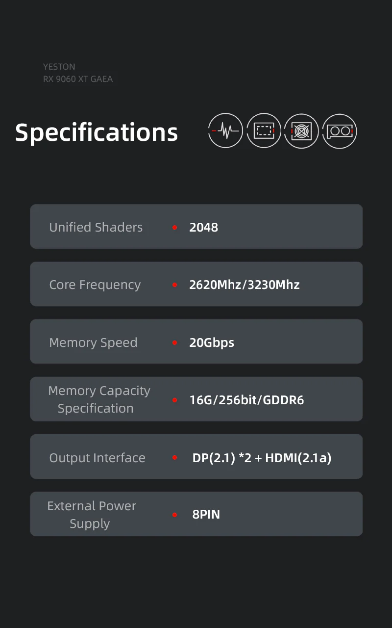 (Promotion)Yeston GAEA Radeon RX 9060 XT 16GB GDDR6 video cards Desktop computer PC Video Graphics Card - Image 5