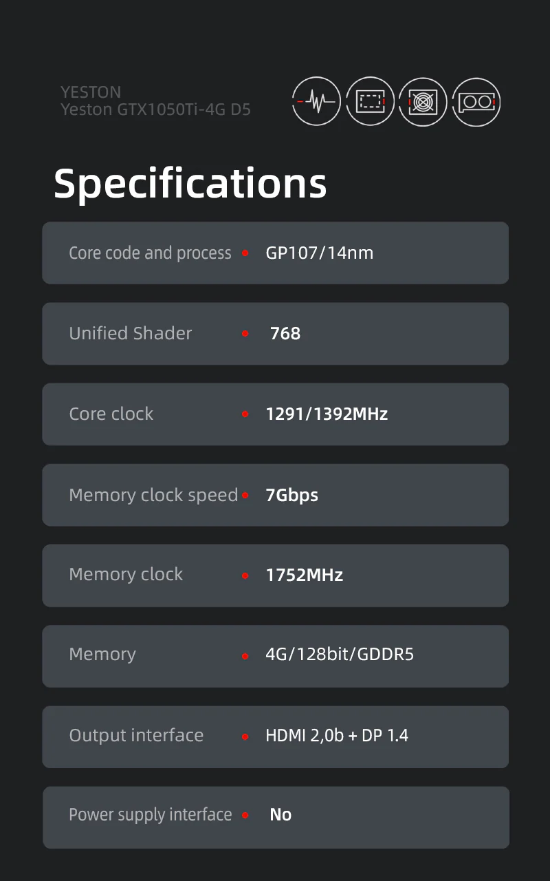 (Promotion)Yeston GTX 1050 ti 4GD5 LP 128bit Graphics Card PCIE 3.0 GDDR5 1050 Ti Video Card for PC - Image 6