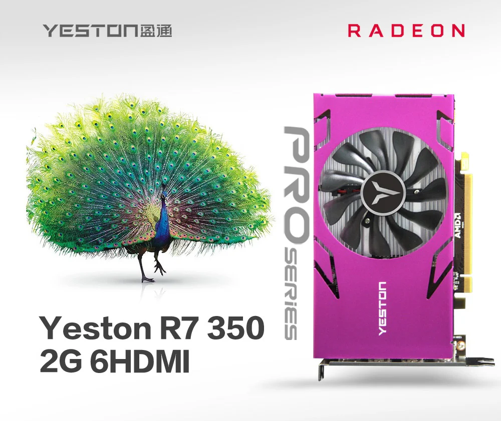 Yeston Radeon R7 350-2G 6HDMI 2GB 128bit GDDR5 800MHz 512processors PCIExpress 3.0*16 video cards 6 Screen Graphics Card DirectX12 6*HDMI compatible graphics card of Desktop - Image 4
