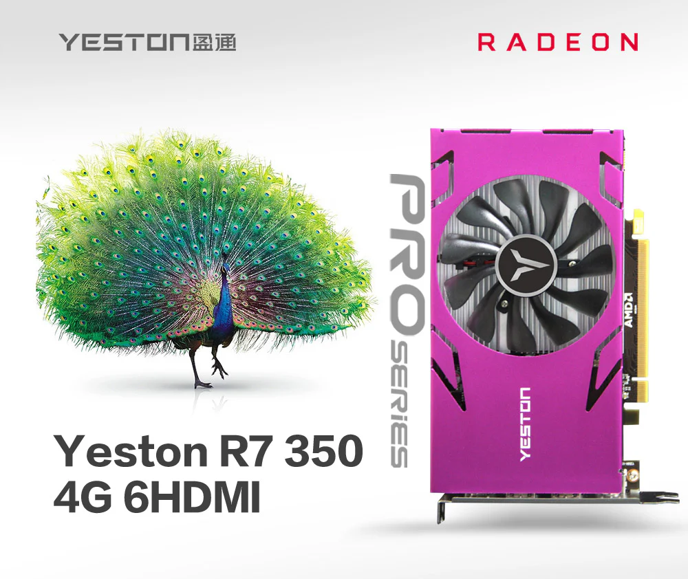 Yeston Radeon R7 350-4G 6HDMI 4GB 128bit GDDR5 800MHz 512processors PCIExpress 3.0*16 video cards 6 Screen Graphics Card DirectX12 6*HDMI compatible graphics card of Desktop - Image 4