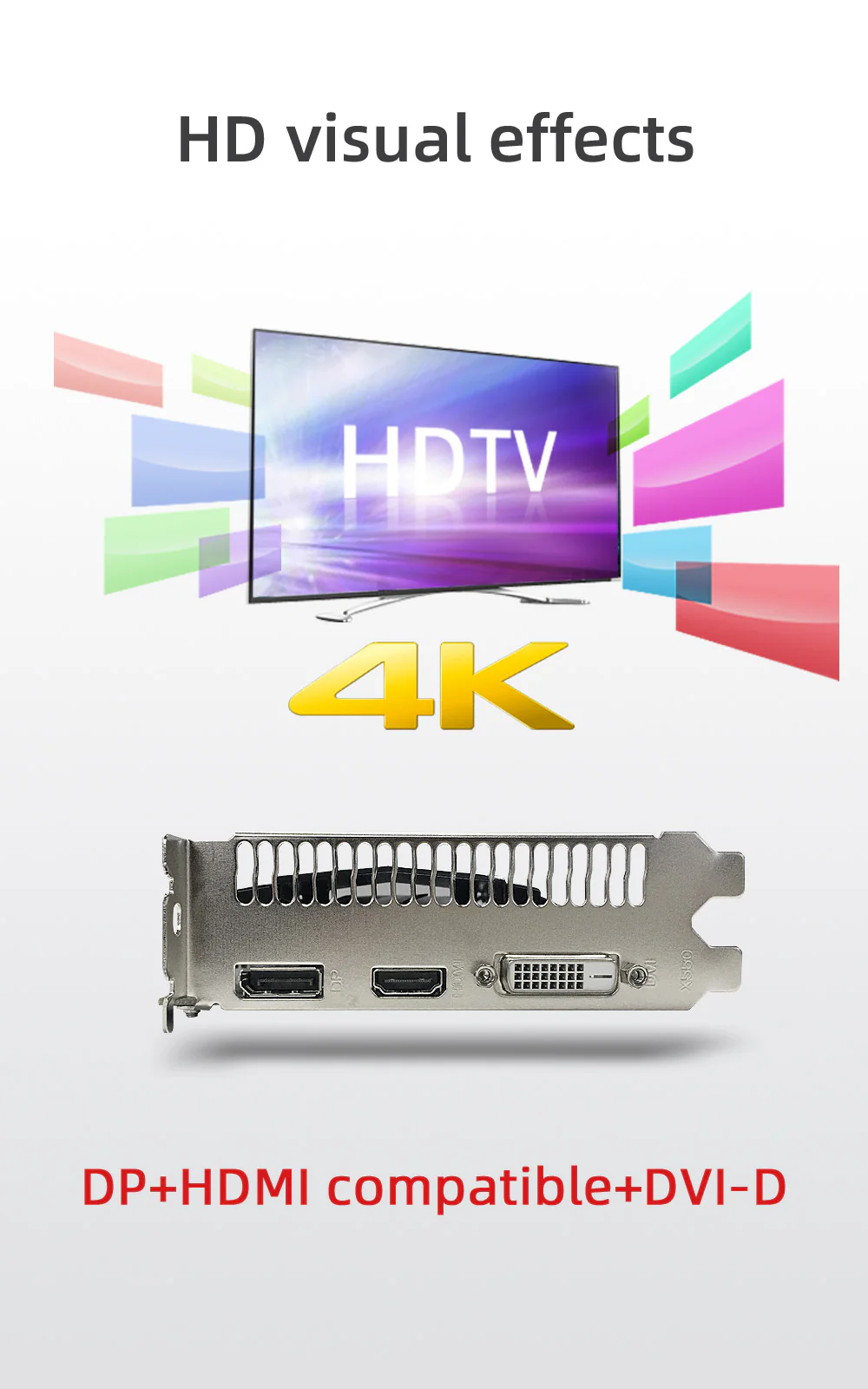 Yeston Radeon RX 550 4GB GDDR5 1183MHz 512processors PCIExpress 3.0 DirectX12 video cards Double slot DP+HDMI compatible +DVI-D graphics card of Desktop - Image 9