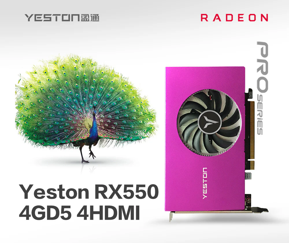 Yeston Radeon RX 550 4GB GDDR5 1183MHz 512processors video cards PCIExpress 3.0 DirectX12 Single Slot 4*HDMI compatible graphics card of Desktop - Image 4