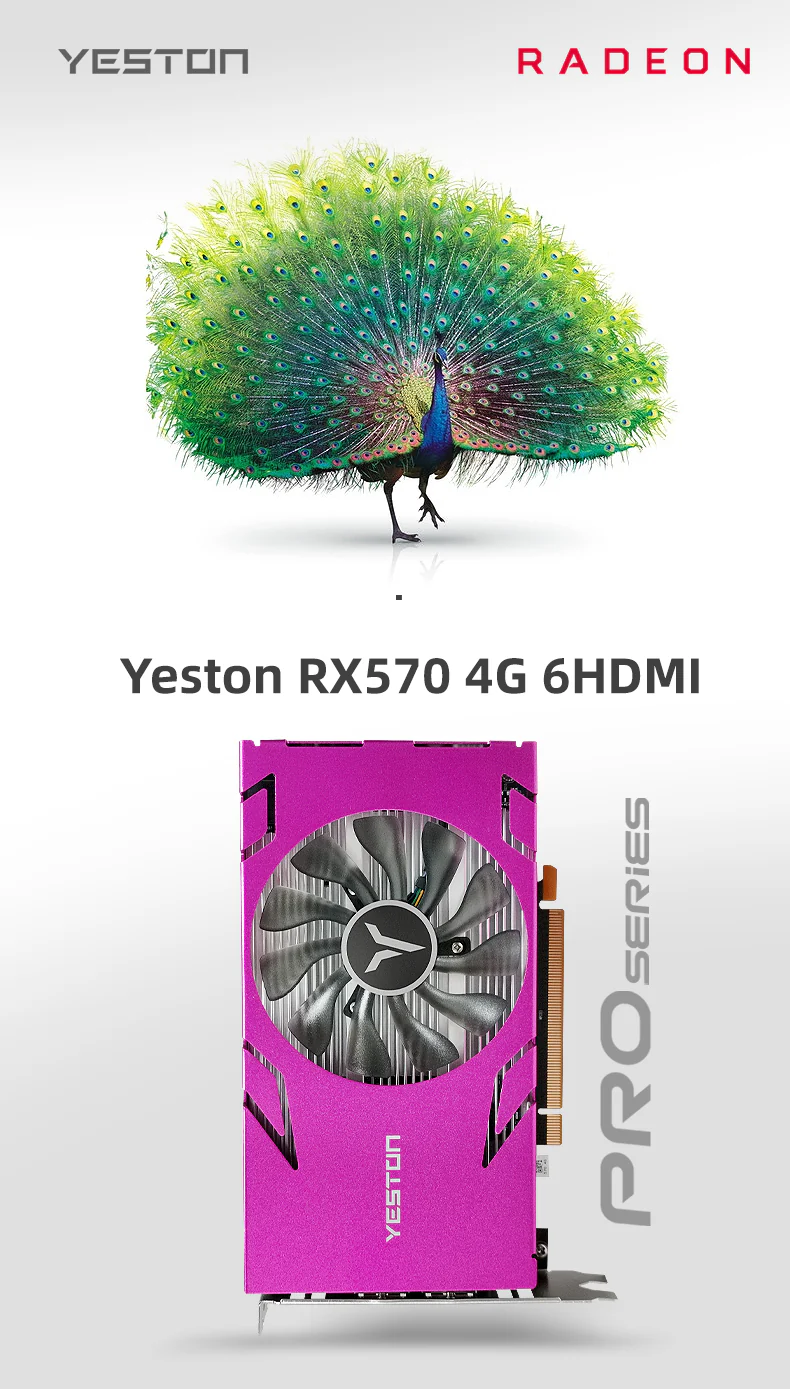 Yeston Radeon RX 570 4G 6HDMI 256bit Graphics Card PCI-Express 3.0*16 Multi-screen Video Card for PC - Image 5