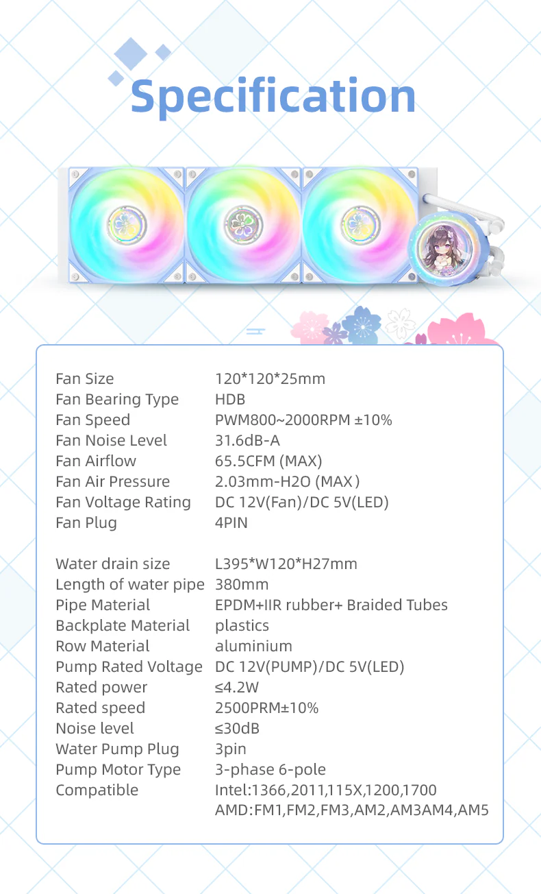 Yeston Sakura 360 Desktop Liquid CPU Cooler supports Intel / AMD platform PWM Temperature Control Fan Water Cooling Radiator - Image 11