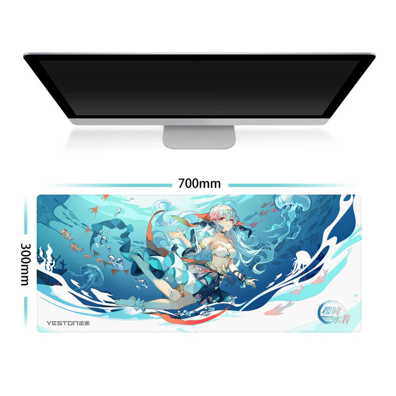 Yeston Sakura Atlantis 27.5*11.8*0.12in(700*300mm) Mouse pad, Thick Extended Mouse Mat Non-Slip Spill-Resistant Desk Pad - Image 3