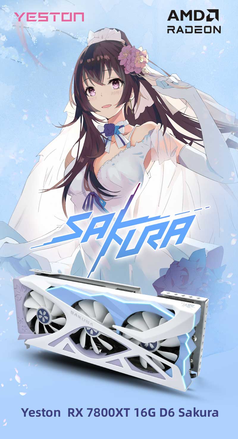 Yeston Sakura Radeon RX 7800 XT 16G GDDR6 256bit 5nm video cards Desktop computer PC Video Graphics Card - Image 5