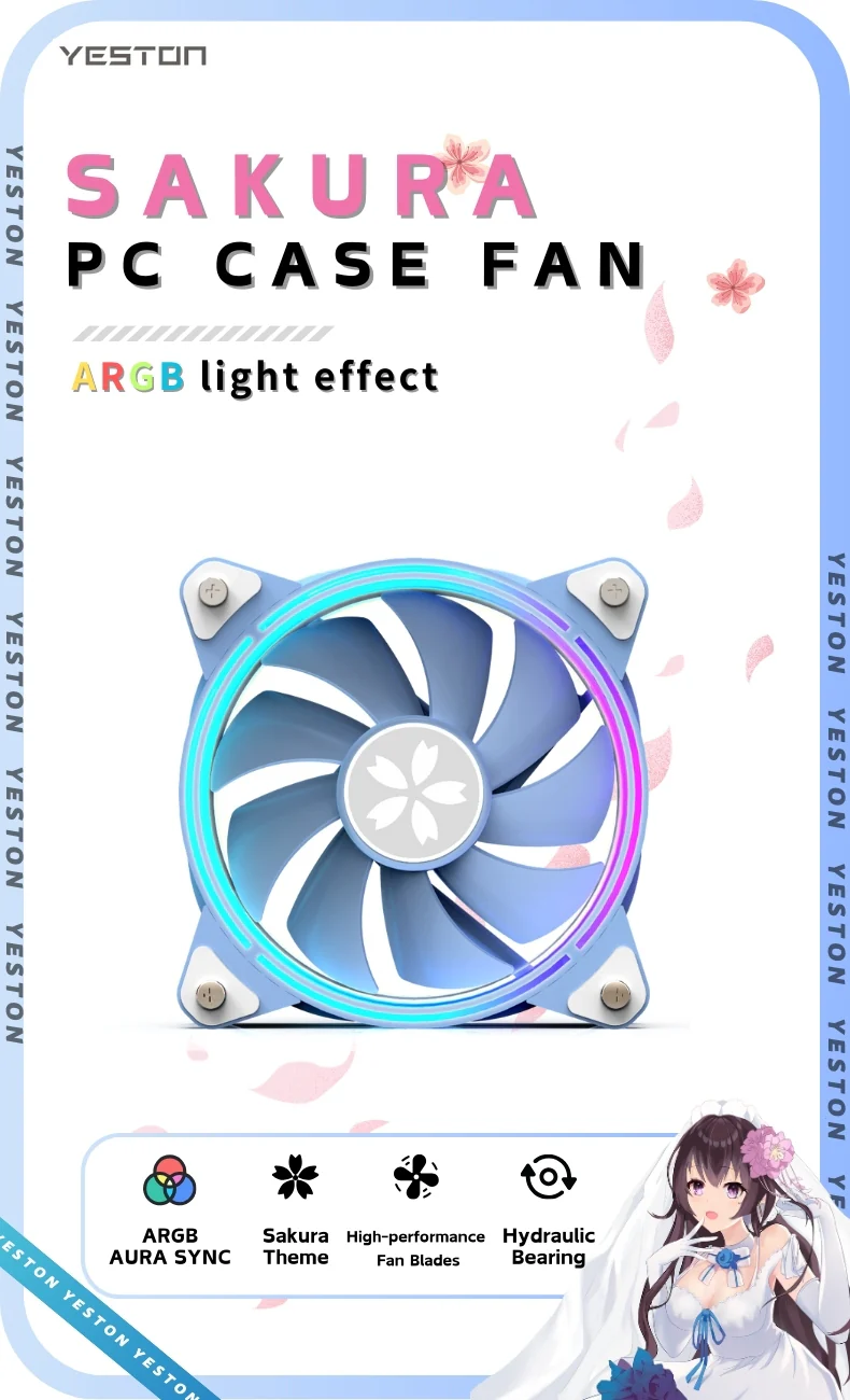 (Promotion: $5 discount over $30)（Only Canada has inventory）Yeston * zeaginal SAKURA ARGB LED 120mm Case Fan,Quiet Edition High Airflow Color LED Case Fan for PC Cases, CPU Coolers,Radiators SystemComputer Case Cooling Fan - Image 3