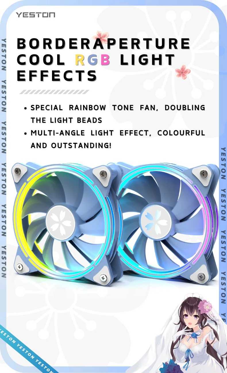 (Promotion: $5 discount over $30)（Only Canada has inventory）Yeston * zeaginal SAKURA ARGB LED 120mm Case Fan,Quiet Edition High Airflow Color LED Case Fan for PC Cases, CPU Coolers,Radiators SystemComputer Case Cooling Fan - Image 4