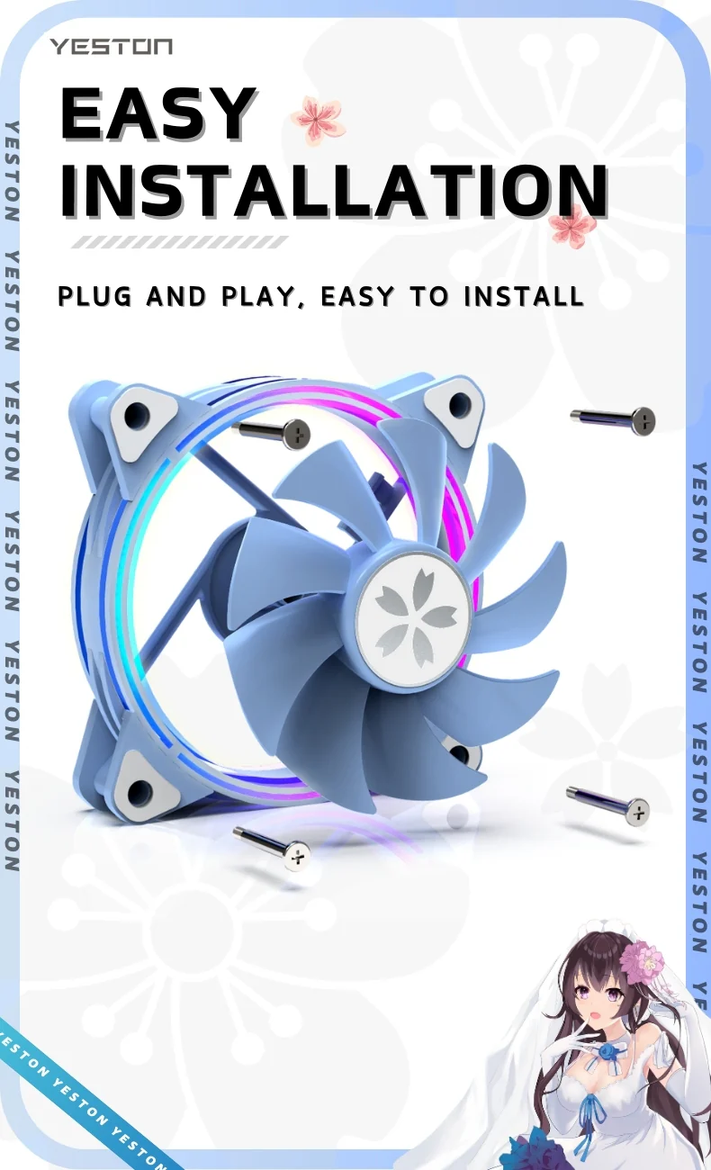 (Promotion: $5 discount over $30)（Only Canada has inventory）Yeston * zeaginal SAKURA ARGB LED 120mm Case Fan,Quiet Edition High Airflow Color LED Case Fan for PC Cases, CPU Coolers,Radiators SystemComputer Case Cooling Fan - Image 6