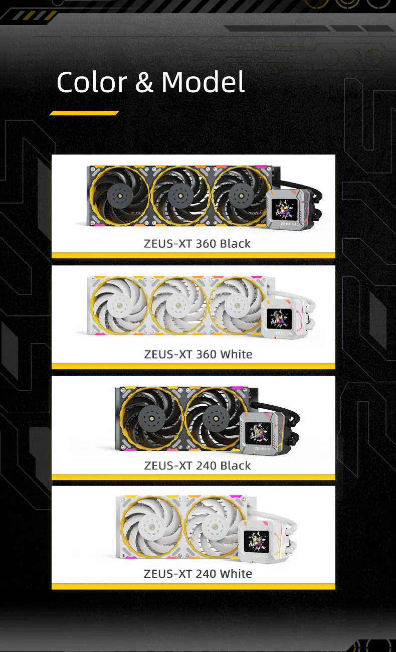 Yeston*Zeaginal ZC-ZEUS XT 360/240 Radiator Liquid CPU Cooler LCD Screen water cooling radiator ARGB synchronous PDB bearing fan Fits Intel LGA1700/1200/115X AMD AM5/AM4/AM3 - Image 8