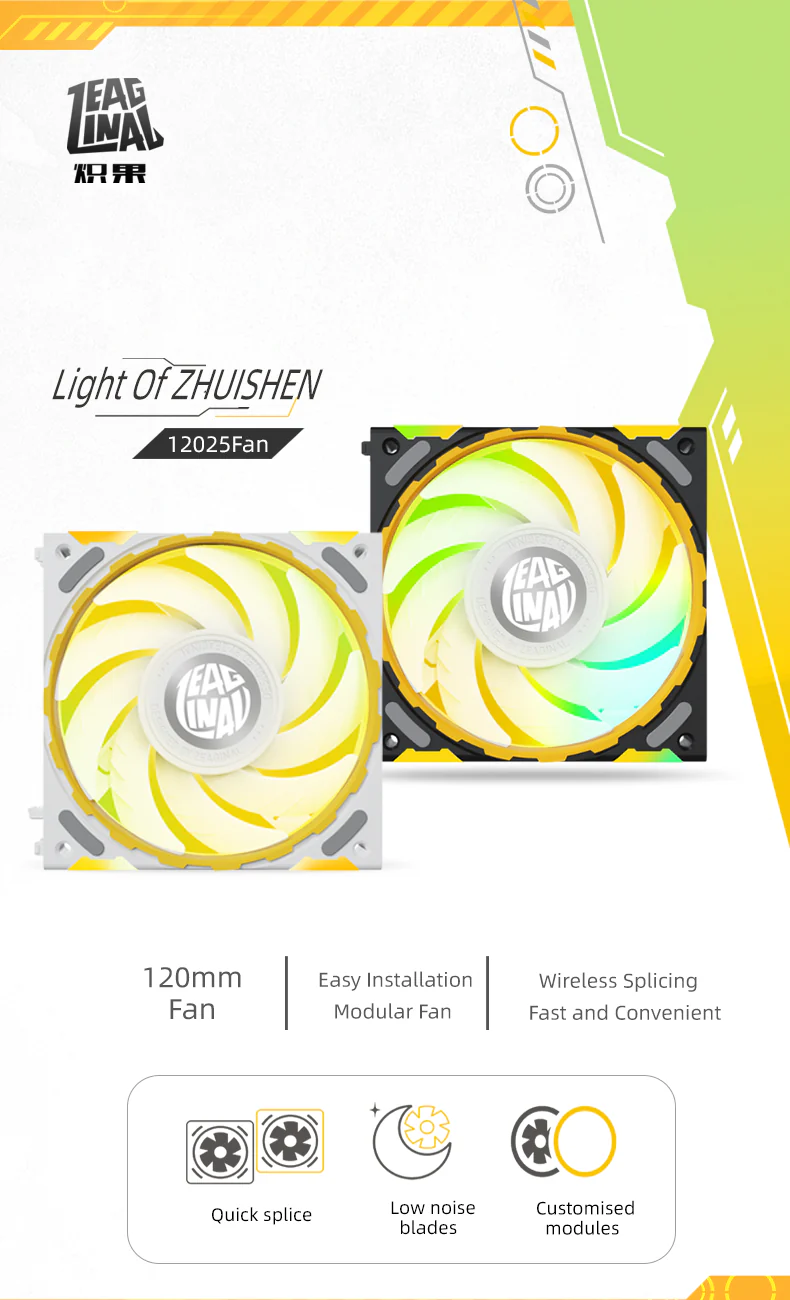 (Promotion: $5 discount over $30)Zeaginal ARGB Light of Zhuishen LED 120mm Case Fan,Quiet Edition High Airflow Color LED Case Fan for PC Cases, CPU Coolers,Radiators SystemComputer Case Cooling Fan - Image 4