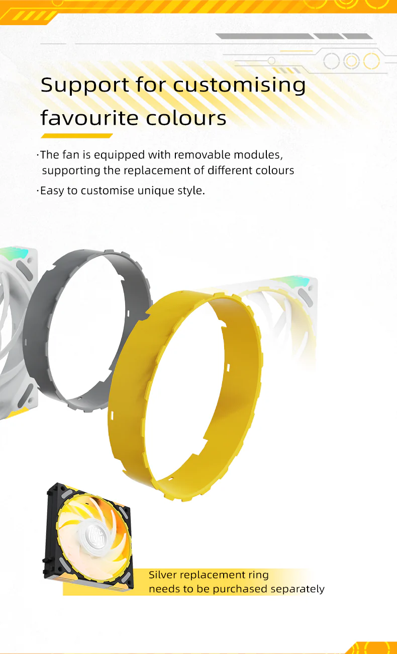 (Promotion: $5 discount over $30)Zeaginal ARGB Light of Zhuishen LED 120mm Case Fan,Quiet Edition High Airflow Color LED Case Fan for PC Cases, CPU Coolers,Radiators SystemComputer Case Cooling Fan - Image 6