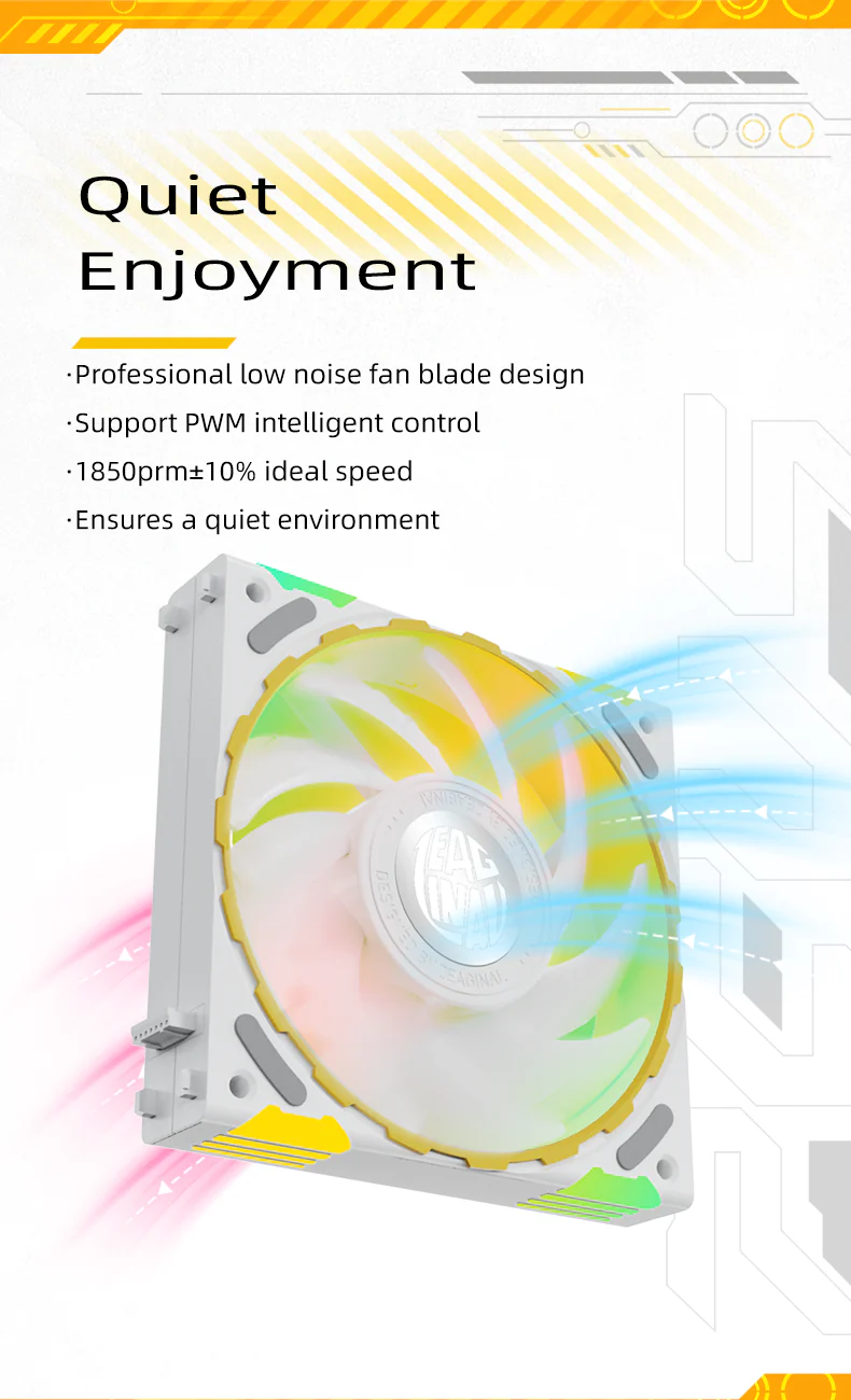 (Promotion: $5 discount over $30)Zeaginal ARGB Light of Zhuishen LED 120mm Case Fan,Quiet Edition High Airflow Color LED Case Fan for PC Cases, CPU Coolers,Radiators SystemComputer Case Cooling Fan - Image 8