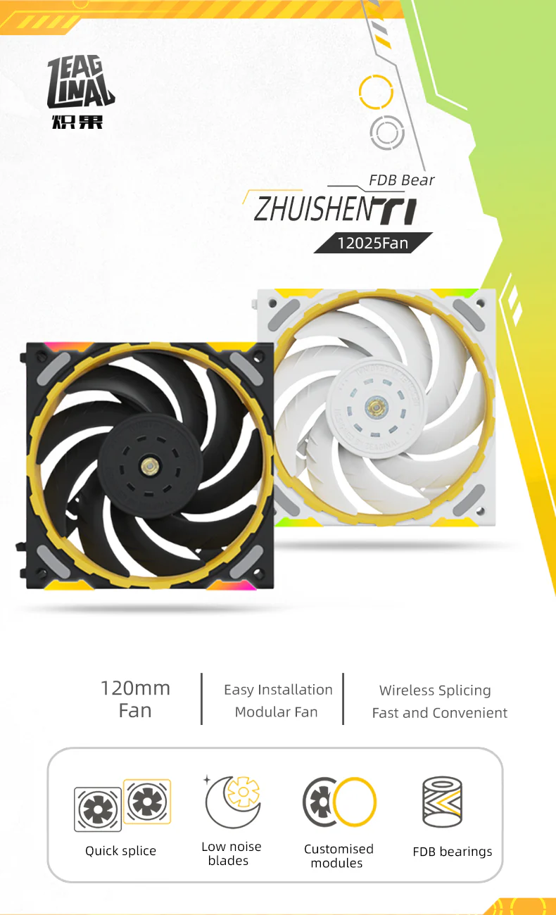 (Promotion: $5 discount over $30)Zeaginal ARGB Zhuishen Ti LED 120mm Case Fan,Quiet Edition High Airflow Color LED Case Fan for PC Cases, CPU Coolers,Radiators SystemComputer Case Cooling Fan - Image 4