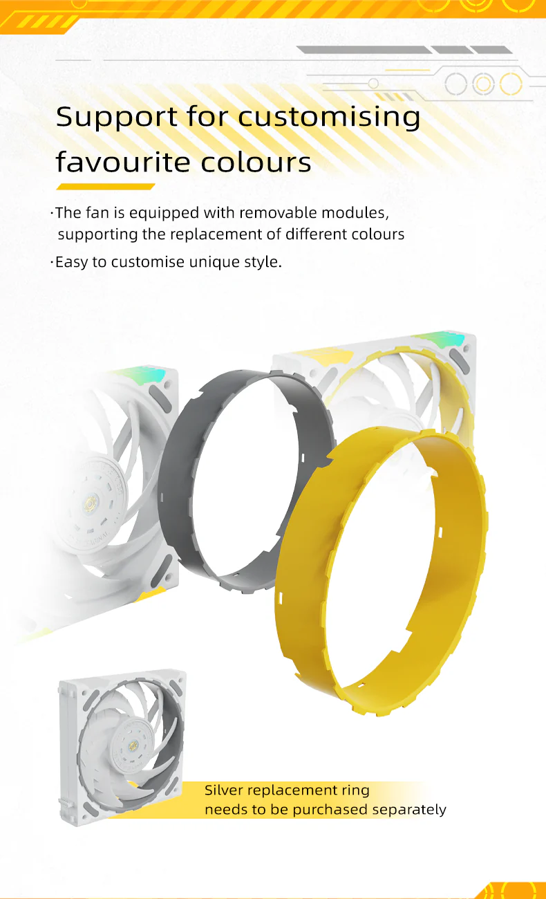 (Promotion: $5 discount over $30)Zeaginal ARGB Zhuishen Ti LED 120mm Case Fan,Quiet Edition High Airflow Color LED Case Fan for PC Cases, CPU Coolers,Radiators SystemComputer Case Cooling Fan - Image 6