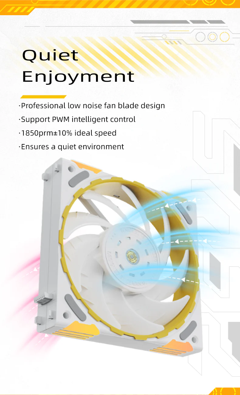 (Promotion: $5 discount over $30)Zeaginal ARGB Zhuishen Ti LED 120mm Case Fan,Quiet Edition High Airflow Color LED Case Fan for PC Cases, CPU Coolers,Radiators SystemComputer Case Cooling Fan - Image 8