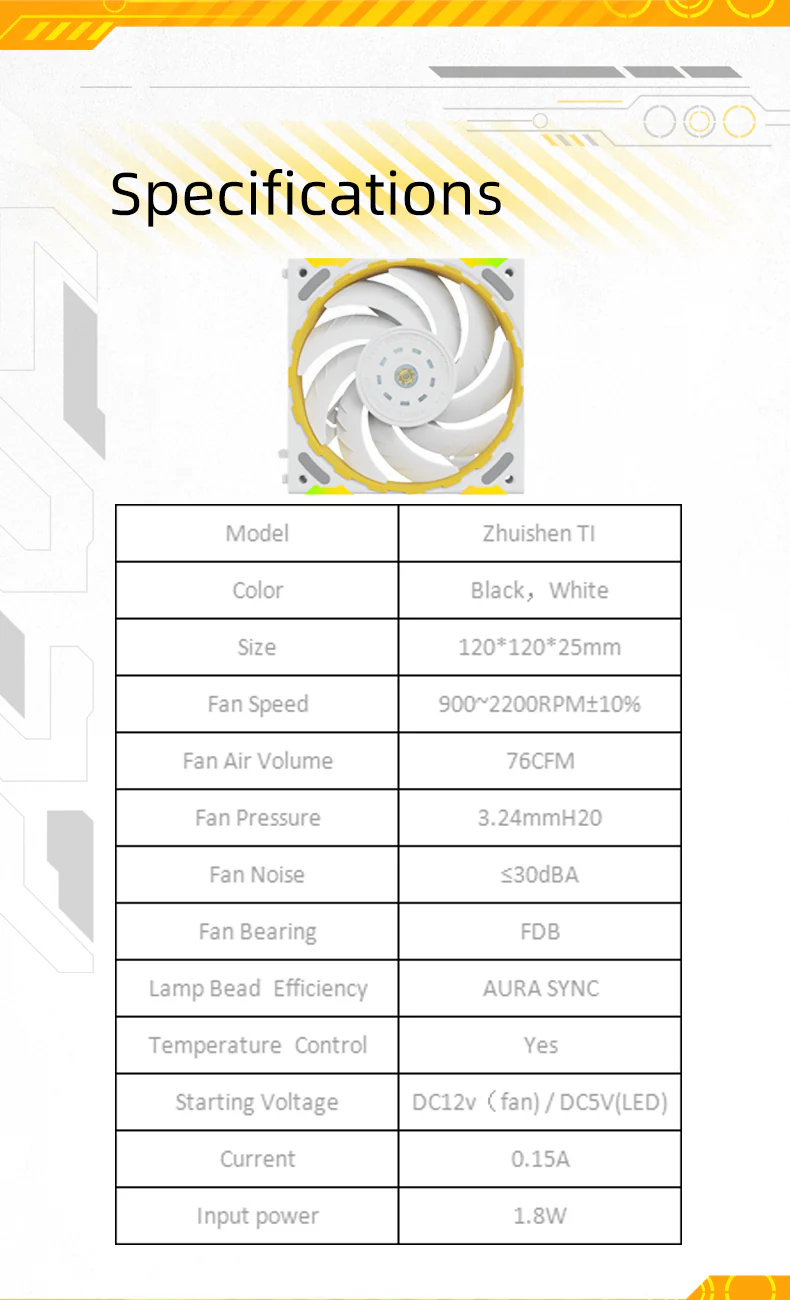 (Promotion: $5 discount over $30)Zeaginal ARGB Zhuishen Ti LED 120mm Case Fan,Quiet Edition High Airflow Color LED Case Fan for PC Cases, CPU Coolers,Radiators SystemComputer Case Cooling Fan - Image 9